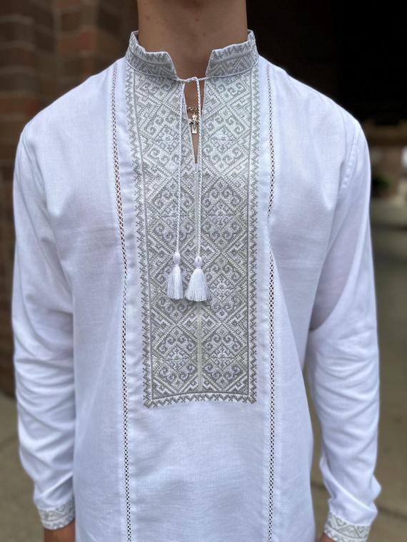 Ukrainian Vyshyvanka | Men's Embroidered Shirt | Вишиванка | Ukraine Vintage Sorochka Gift for Him | Handmade Ukrainian Clothing