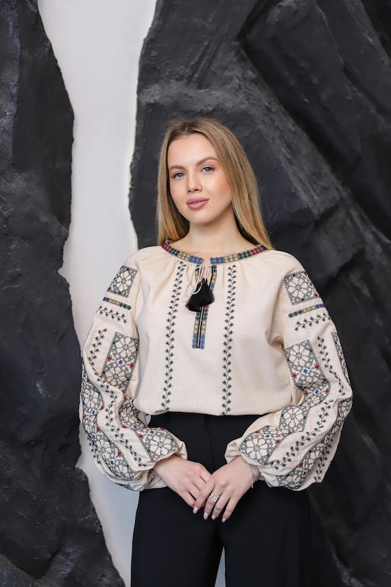 Ukrainian Embroidered Blouse for Women | Ethno Vintage Women's Vyshyvanka Shirt | Sorochka Vyshyta | Vyshyvanka Gift USA | Вишиванка