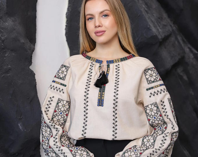 Embroidered Ukrainian Blouse | Women's Vyshyvanka Shirt, Boho Folk Style
