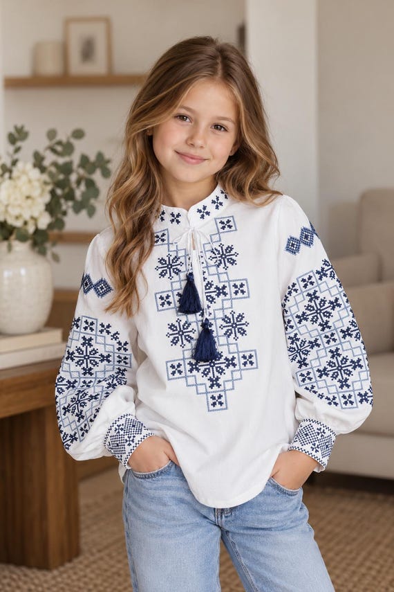 Embroidered Vyshyvanka Blouse for Girls | Ukrainian Embroidery Shirt | Traditional Ukrainian Style in Stock in USA | Вишиванка у США