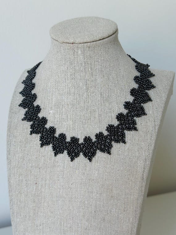 Handmade Ukrainian Beaded Necklace, Traditional Seed Bead Collar, Ethnic Folk Jewelry, Boho Statement Necklace, Gift for Women