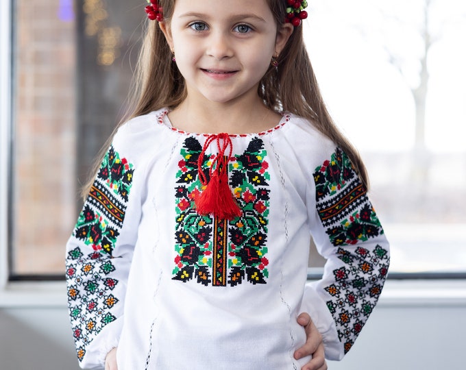 Embroidered Vyshyvanka Blouse for Girls | Ukrainian Embroidery Shirt | Traditional Ukrainian Style in Stock in USA | Вишиванка у США (17)
