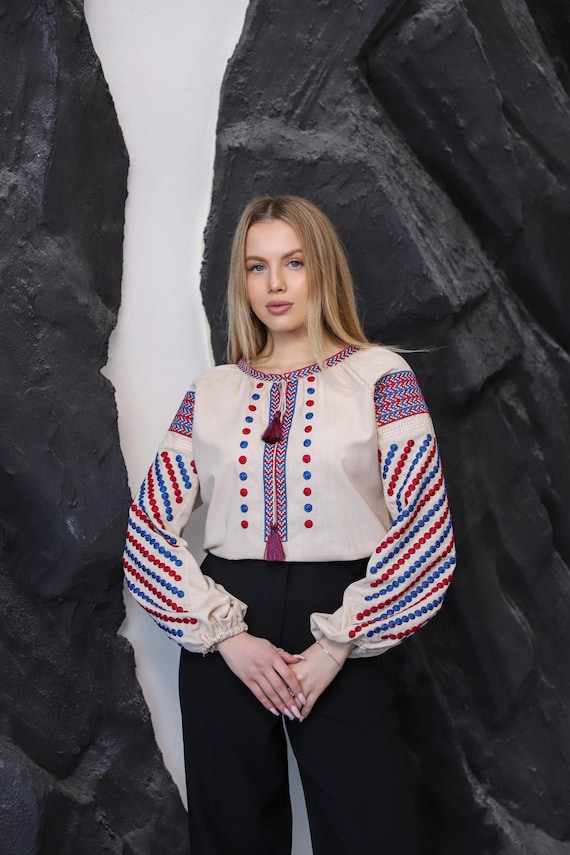 Ukrainian Embroidered Blouse for Women | Ethno Vintage Women's Vyshyvanka Shirt | Sorochka Vyshyta | Vyshyvanka Gift USA | Вишиванка