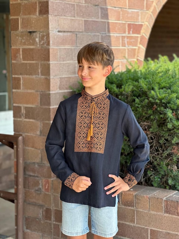 Embroidered Vyshyvanka Shirt for Boys | Ukrainian Embroidery Shirt | Traditional Ukrainian Style Gift in Stock in USA | Вишиванка у США (14)