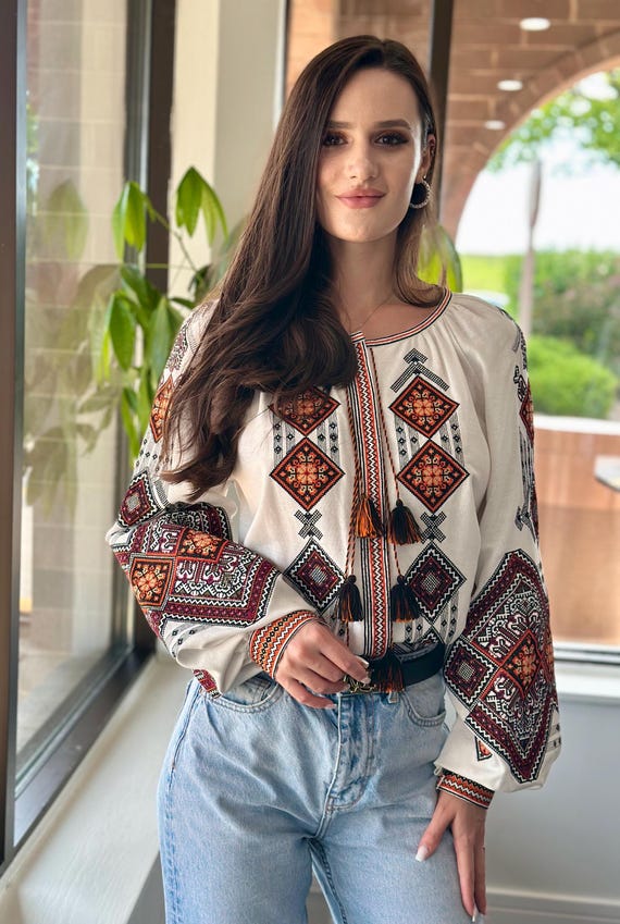 Ukrainian Embroidered Blouse for Women | Ethno Vintage Women's Vyshyvanka Shirt | Sorochka Vyshyta | Vyshyvanka Gift USA | Вишиванка