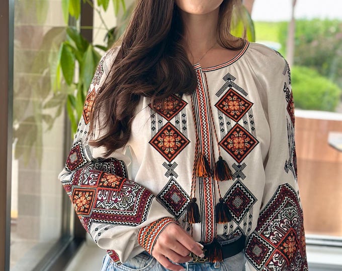 Ukrainian Embroidered Blouse for Women | Ethno Vintage Women's Vyshyvanka Shirt | Sorochka Vyshyta | Vyshyvanka Gift USA | Вишиванка