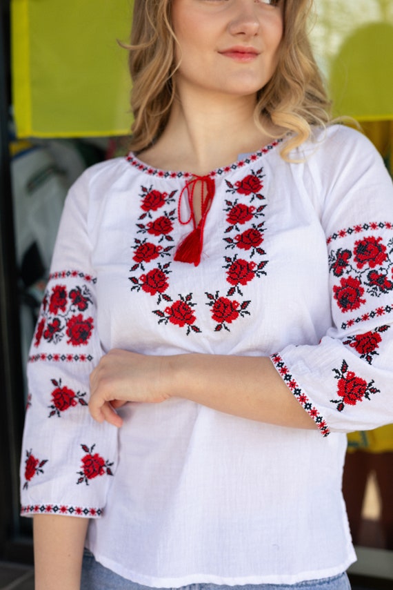 Ukrainian Embroidered Blouse for Women | Ethno Vintage Women's Vyshyvanka Shirt | Sorochka Vyshyta | Vyshyvanka Gift USA | Вишиванка (61)