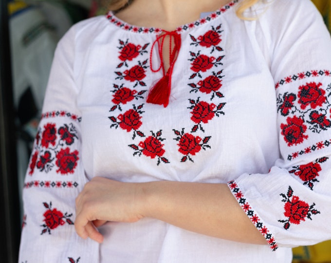 Ukrainian Embroidered Blouse for Women | Ethno Vintage Women's Vyshyvanka Shirt | Sorochka Vyshyta | Vyshyvanka Gift USA | Вишиванка (61)