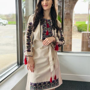 Ukrainian Vyshyvanka Dress | Ukraine Embroidered Dress in USA | Handmade Traditional Ukraine-Style Boho Embroidery Gift | Вишиванка