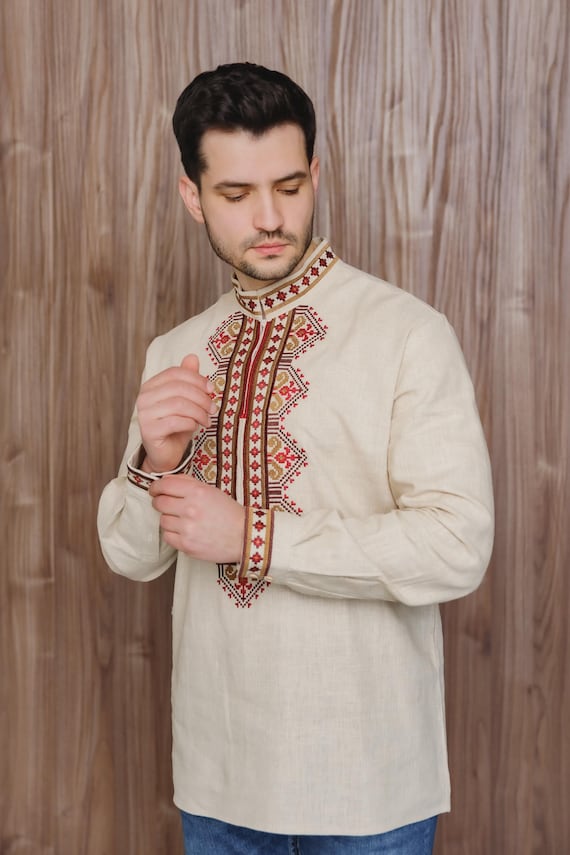 Ukrainian Vyshyvanka | Men's Embroidered Shirt | Вишиванка | Ukraine Vintage Sorochka Gift for Him | Handmade Ukrainian Clothing