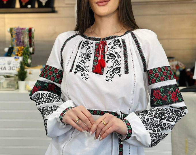 Ukrainian Embroidered Blouse for Women | Ethno Vintage Women's Vyshyvanka Shirt | Sorochka Vyshyta | Vyshyvanka Gift USA | Вишиванка (8)