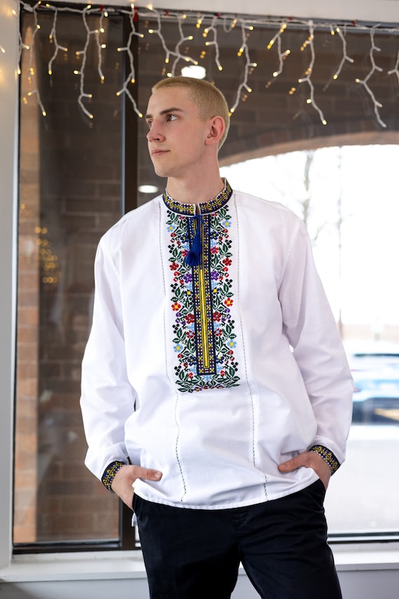 Vyshyvanka for Man Ukrainian Vyshyvanka Ukraine Sorochka Ukrainian Vyshyvanka Embrodered Shirt Ethno Vintage Embroidered Clothing