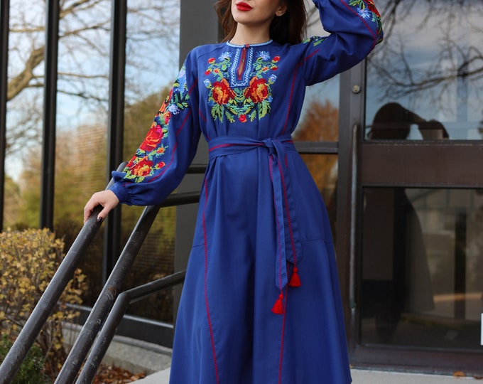 Ukrainian Vyshyvanka Dress | Ukraine Embroidered Dress in USA | Handmade Traditional Ukraine-Style Boho Embroidery Gift | Вишиванка (3)