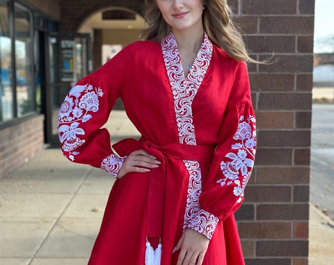 Embroidered Ukrainian Dress | Vyshyvanka Style Dress with Traditional Embroidery | Handmade Boho Chic Outfit