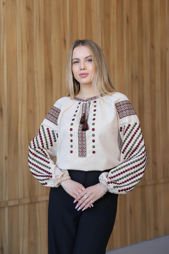 Embroidered Ukrainian Blouse | Women's Vyshyvanka Shirt, Boho Folk Style