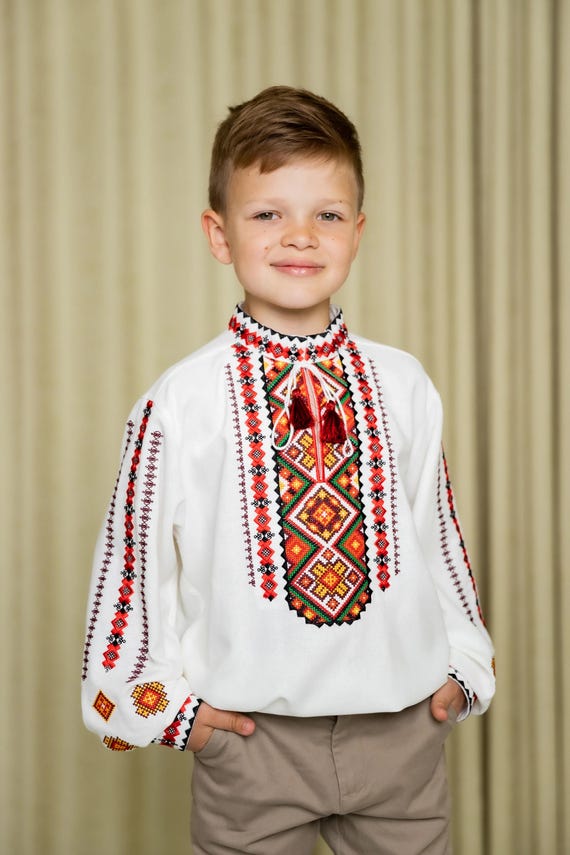 Embroidered Vyshyvanka Shirt for Boys | Ukrainian Embroidery Shirt | Traditional Ukrainian Style Gift in Stock in USA | Вишиванка у США
