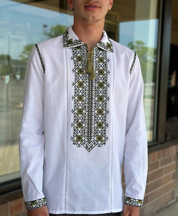 Vyshyvanka for Man Ukrainian Vyshyvanka Ukraine Sorochka Ukrainian Vyshyvanka Embrodered Shirt Ethno Vintage Embroidered Clothing