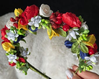 Handmade Ukrainian Flower Crown | Vinok | Вінок | Floral Wreath Headband | Hair Accessory Gift for Her or Girl | Boho Festival Style (28)