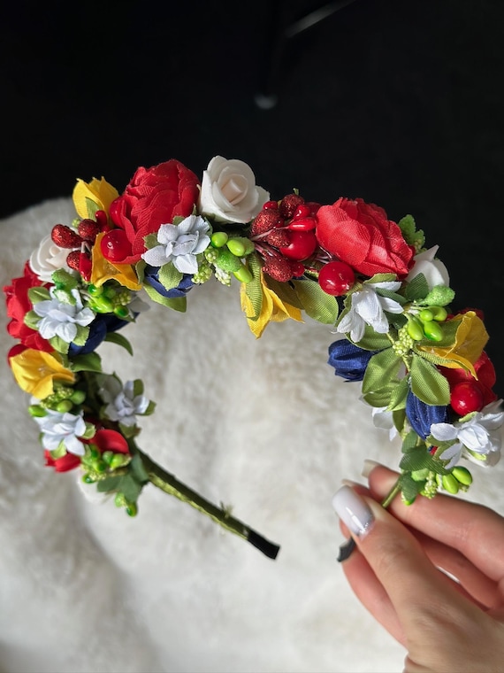 Handmade Ukrainian Flower Crown | Vinok | Вінок | Floral Wreath Headband | Hair Accessory Gift for Her or Girl | Boho Festival Style (28)