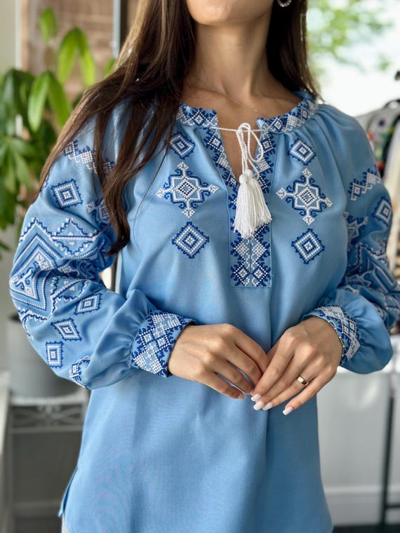 Ukrainian Embroidered Blouse for Women | Ethno Vintage Women's Vyshyvanka Shirt | Sorochka Vyshyta | Vyshyvanka Gift USA | Вишиванка
