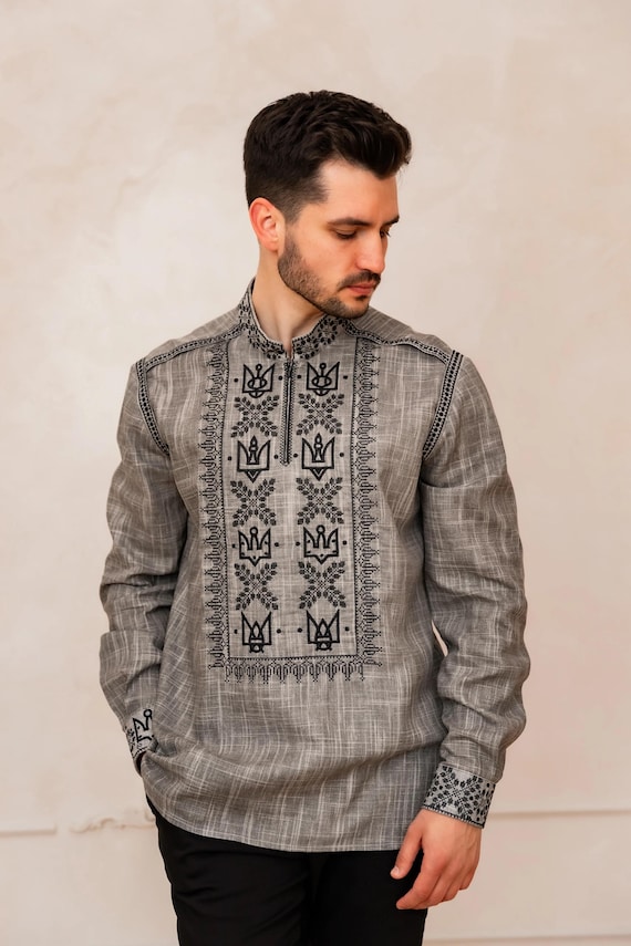 Ukrainian Vyshyvanka | Men's Embroidered Shirt | Вишиванка | Ukraine Vintage Sorochka Gift for Him | Handmade Ukrainian Clothing
