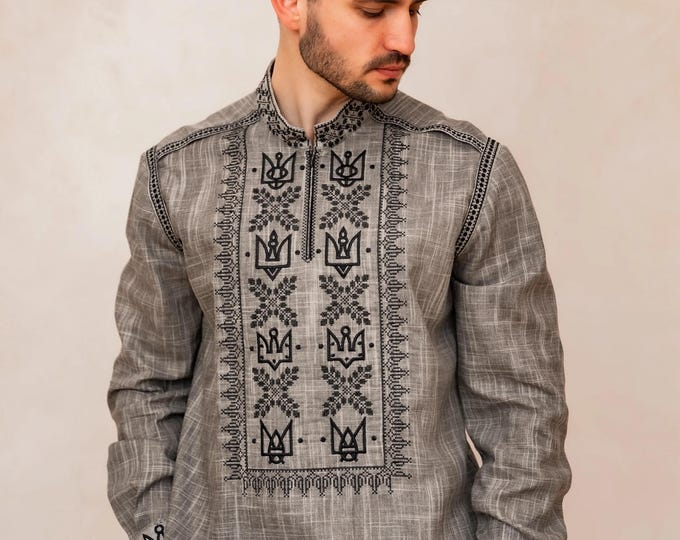 Ukrainian Vyshyvanka | Men's Embroidered Shirt | Вишиванка | Ukraine Vintage Sorochka Gift for Him | Handmade Ukrainian Clothing