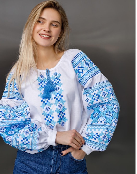 Ukrainian Embroidered Blouse for Women | Ethno Vintage Women's Vyshyvanka Shirt | Sorochka Vyshyta | Vyshyvanka Gift USA | Вишиванка (41)
