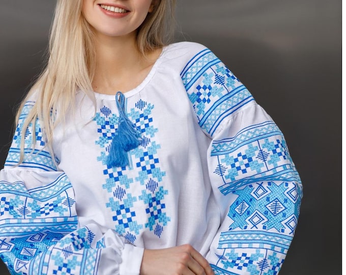 Ukrainian Embroidered Blouse for Women | Ethno Vintage Women's Vyshyvanka Shirt | Sorochka Vyshyta | Vyshyvanka Gift USA | Вишиванка (41)
