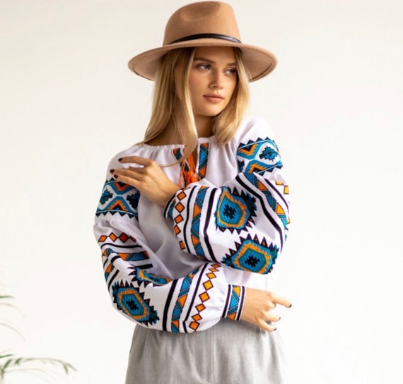 Ukrainian Embroidered Blouse for Women | Ethno Vintage Women's Vyshyvanka Shirt | Sorochka Vyshyta | Vyshyvanka Gift USA | Вишиванка (14)