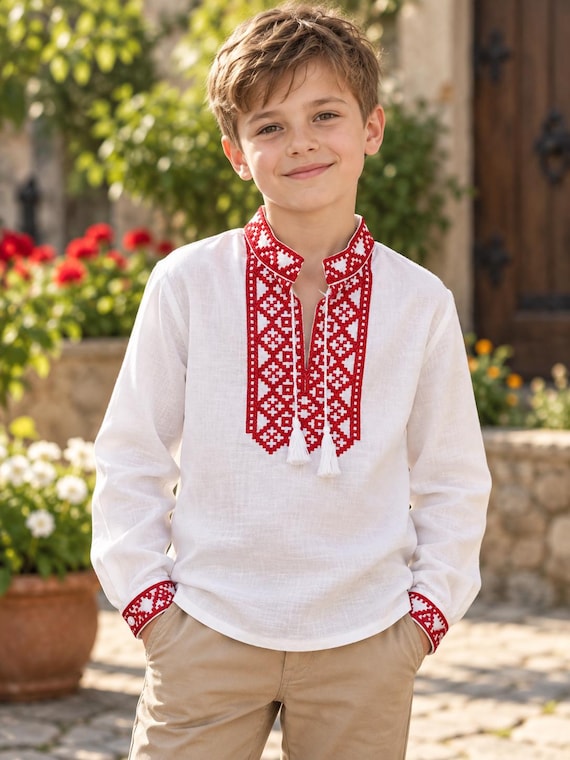 Embroidered Vyshyvanka Shirt for Boys | Ukrainian Embroidery Shirt | Traditional Ukrainian Style Gift in Stock in USA | Вишиванка у США (27)
