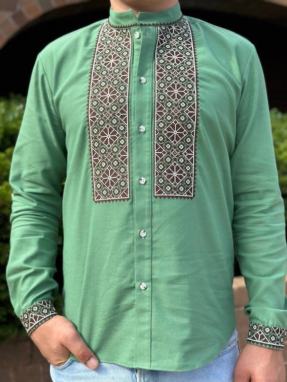 Ukrainian Vyshyvanka | Men's Embroidered Shirt | Вишиванка | Ukraine Vintage Sorochka Gift for Him | Handmade Ukrainian Clothing (37)