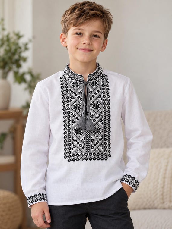 Embroidered Vyshyvanka Shirt for Boys | Ukrainian Embroidery Shirt | Traditional Ukrainian Style Gift in Stock in USA | Вишиванка у США