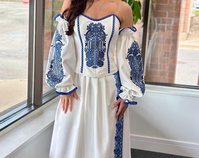 Ukrainian Vyshyvanka Dress | Ukraine Embroidered Dress in USA | Handmade Traditional Ukraine-Style Boho Embroidery Gift | Вишиванка