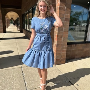 Ukrainian Vyshyvanka Dress | Ukraine Embroidered Dress in USA | Handmade Traditional Ukraine-Style Boho Embroidery Gift | Вишиванка (1)