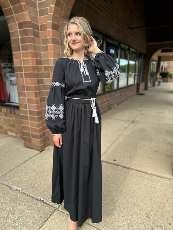 Ukrainian Vyshyvanka Dress | Ukraine Embroidered Dress in USA | Handmade Traditional Ukraine-Style Boho Embroidery Gift | Вишиванка (18)