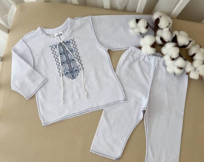 Baptism Outfit for Baby Boy | Embroidered Christening Suit | Baby Boy Formal Wear | Baptism Ceremony Clothing | Newborn Blessing Gift (9)