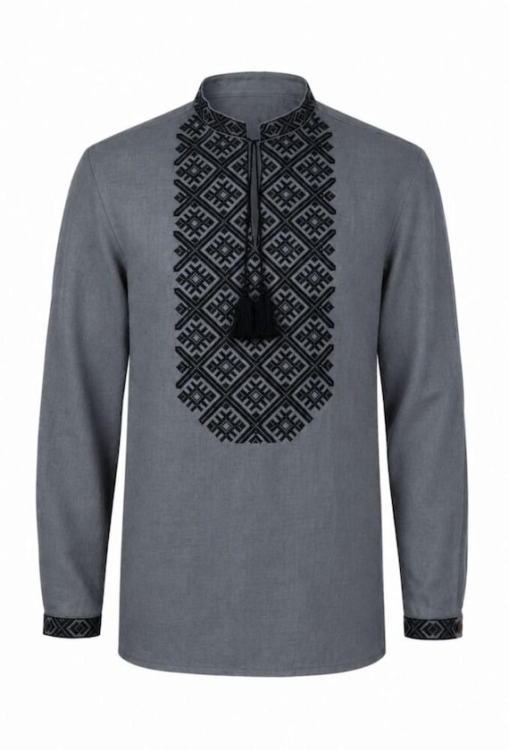 Embroidered Ukrainian Shirt, Vyshyvanka for Men, Linen Ethnic Blouse, Traditional Ukrainian Clothing