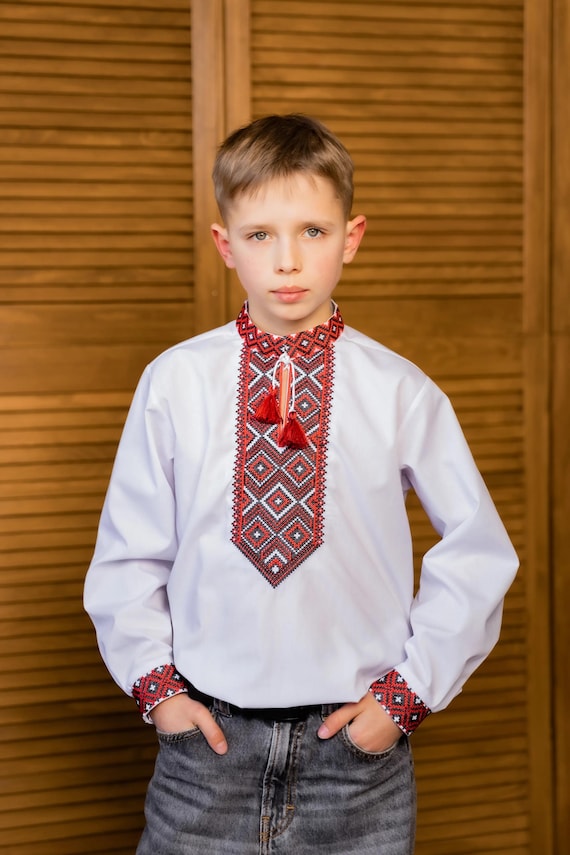 Embroidered Vyshyvanka Shirt for Boys | Ukrainian Embroidery Shirt | Traditional Ukrainian Style Gift in Stock in USA | Вишиванка у США