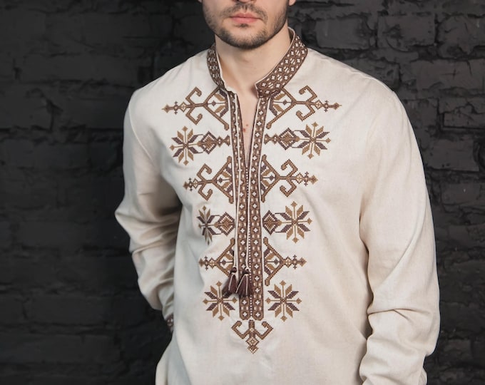 Ukrainian Vyshyvanka | Men's Embroidered Shirt | Вишиванка | Ukraine Vintage Sorochka Gift for Him | Handmade Ukrainian Clothing
