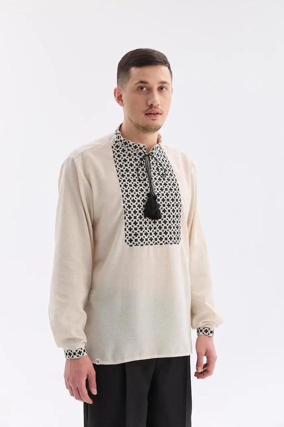 Ukrainian Vyshyvanka | Men's Embroidered Shirt | Вишиванка | Ukraine Vintage Sorochka Gift for Him | Handmade Ukrainian Clothing