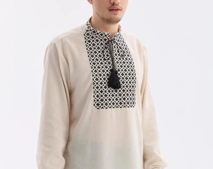 Ukrainian Vyshyvanka | Men's Embroidered Shirt | Вишиванка | Ukraine Vintage Sorochka Gift for Him | Handmade Ukrainian Clothing