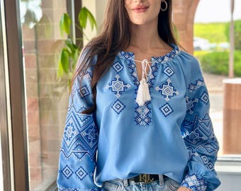 Ukrainian Embroidered Blouse for Women | Ethno Vintage Women's Vyshyvanka Shirt | Sorochka Vyshyta | Vyshyvanka Gift USA | Вишиванка