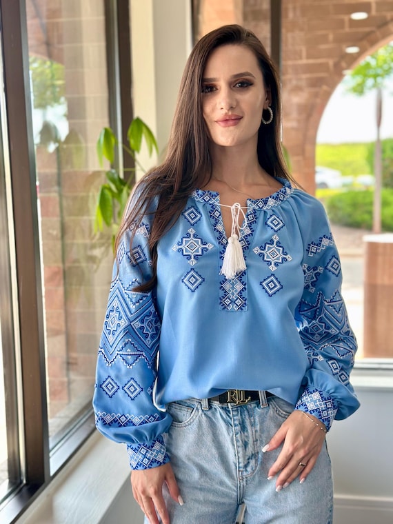 Ukrainian Embroidered Blouse for Women | Ethno Vintage Women's Vyshyvanka Shirt | Sorochka Vyshyta | Vyshyvanka Gift USA | Вишиванка