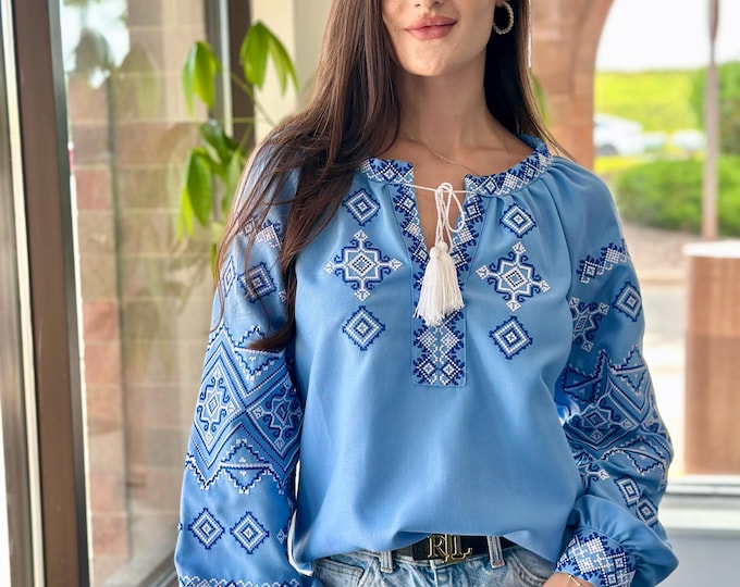 Ukrainian Embroidered Blouse for Women | Ethno Vintage Women's Vyshyvanka Shirt | Sorochka Vyshyta | Vyshyvanka Gift USA | Вишиванка