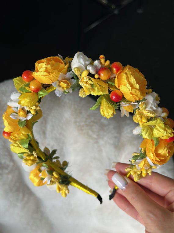 Handmade Ukrainian Flower Crown | Vinok | Вінок | Floral Wreath Headband | Hair Accessory Gift for Her or Girl | Boho Festival Style (10)