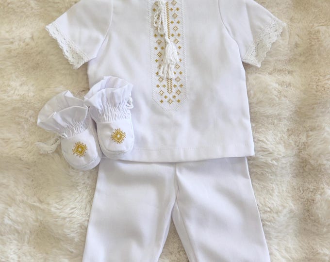 Embroidered Baby Boy Baptism Outfit | Christening Ceremony Suit