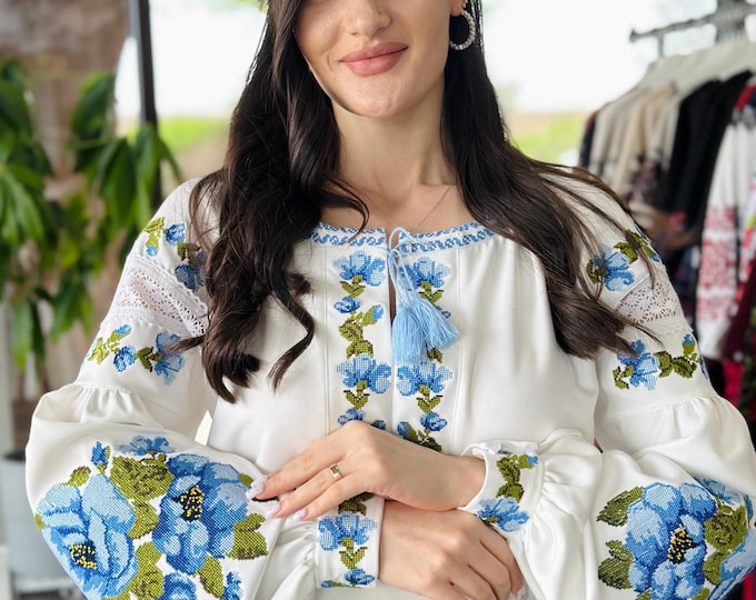 Ukrainian Vyshyvanka Dress | Ukraine Embroidered Dress in USA | Handmade Traditional Ukraine-Style Boho Embroidery Gift | Вишиванка