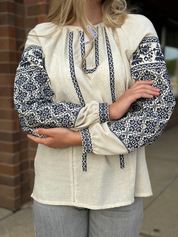 Ukrainian Embroidered Blouse for Women | Ethno Vintage Women's Vyshyvanka Shirt | Sorochka Vyshyta | Vyshyvanka Gift USA | Вишиванка (144)