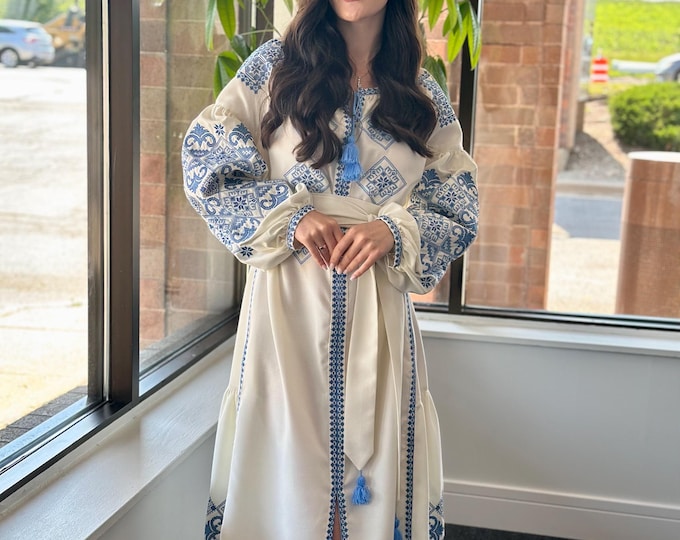 Ukrainian Vyshyvanka Dress | Ukraine Embroidered Dress in USA | Handmade Traditional Ukraine-Style Boho Embroidery Gift | Вишиванка