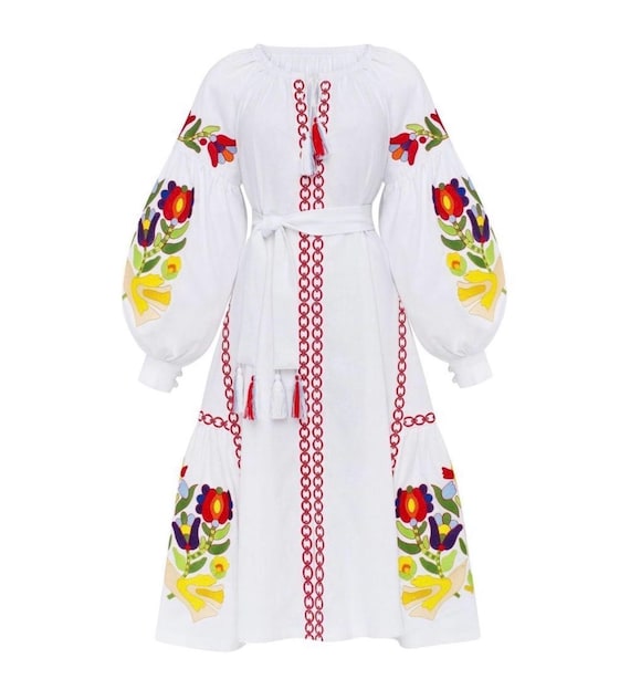 Ukrainian Vyshyvanka Dress | Ukraine Embroidered Dress in USA | Handmade Traditional Ukraine-Style Boho Embroidery Gift | Вишиванка (16)